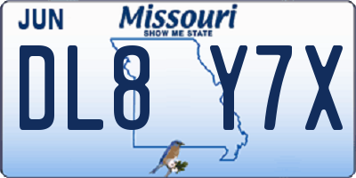 MO license plate DL8Y7X