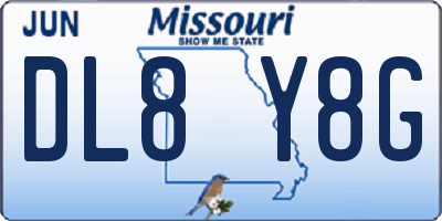 MO license plate DL8Y8G
