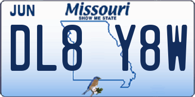 MO license plate DL8Y8W