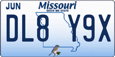 MO license plate DL8Y9X