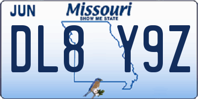 MO license plate DL8Y9Z