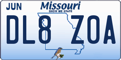 MO license plate DL8Z0A