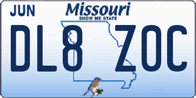 MO license plate DL8Z0C