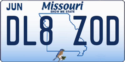 MO license plate DL8Z0D