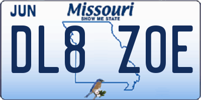 MO license plate DL8Z0E