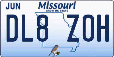 MO license plate DL8Z0H