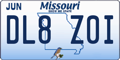 MO license plate DL8Z0I