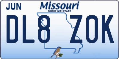 MO license plate DL8Z0K