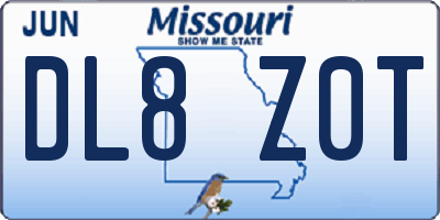 MO license plate DL8Z0T