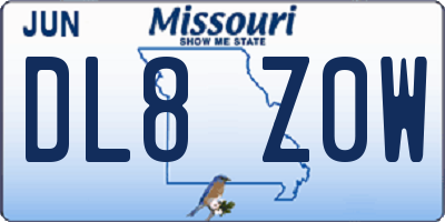 MO license plate DL8Z0W