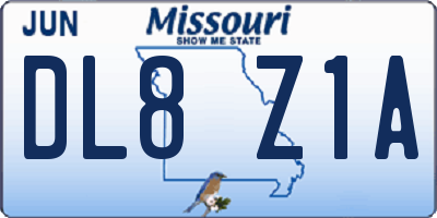 MO license plate DL8Z1A