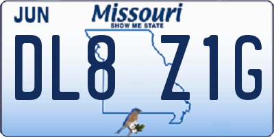 MO license plate DL8Z1G