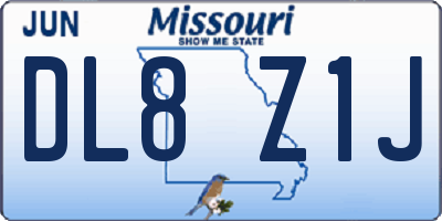 MO license plate DL8Z1J