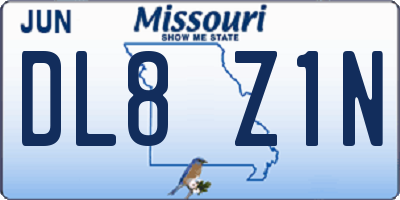 MO license plate DL8Z1N