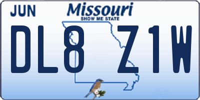 MO license plate DL8Z1W