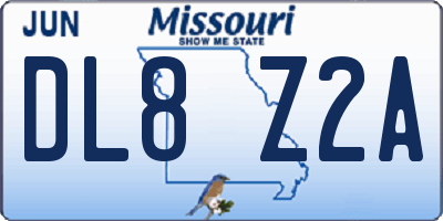 MO license plate DL8Z2A