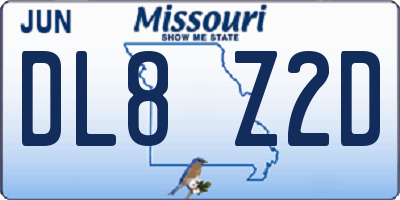 MO license plate DL8Z2D