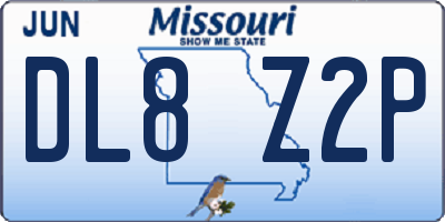 MO license plate DL8Z2P
