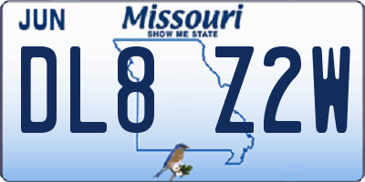 MO license plate DL8Z2W