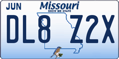 MO license plate DL8Z2X