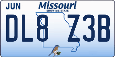 MO license plate DL8Z3B