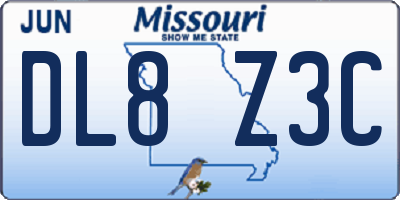 MO license plate DL8Z3C
