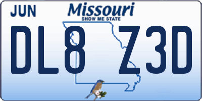 MO license plate DL8Z3D