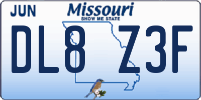 MO license plate DL8Z3F
