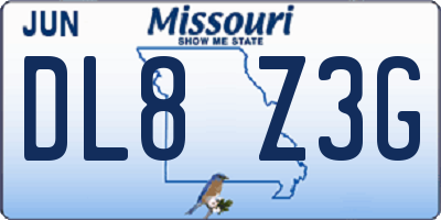 MO license plate DL8Z3G