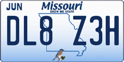 MO license plate DL8Z3H