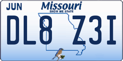 MO license plate DL8Z3I