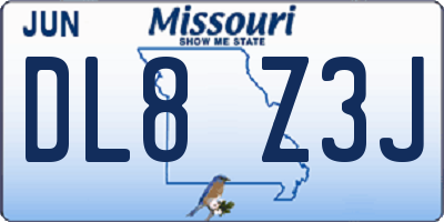 MO license plate DL8Z3J