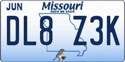 MO license plate DL8Z3K