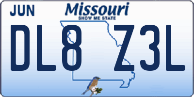 MO license plate DL8Z3L
