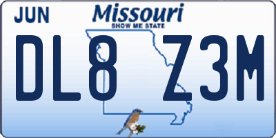 MO license plate DL8Z3M