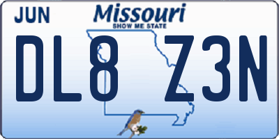MO license plate DL8Z3N