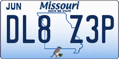 MO license plate DL8Z3P