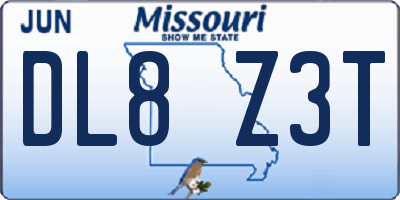 MO license plate DL8Z3T