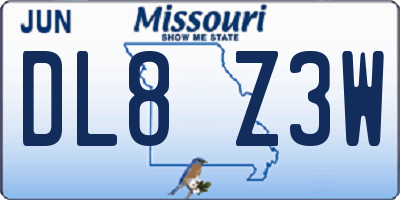 MO license plate DL8Z3W