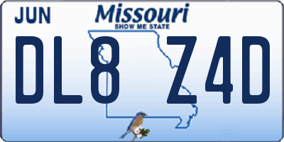 MO license plate DL8Z4D