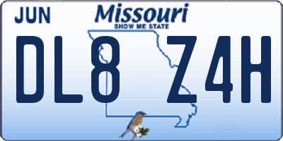 MO license plate DL8Z4H