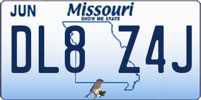 MO license plate DL8Z4J