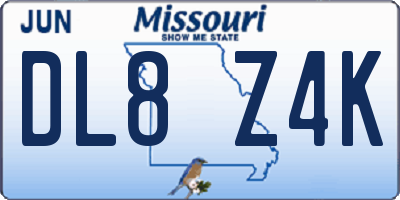MO license plate DL8Z4K