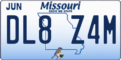 MO license plate DL8Z4M