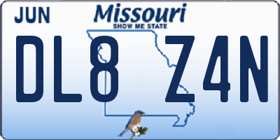 MO license plate DL8Z4N