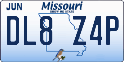 MO license plate DL8Z4P