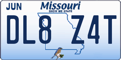 MO license plate DL8Z4T