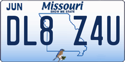 MO license plate DL8Z4U