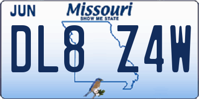 MO license plate DL8Z4W