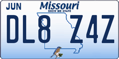 MO license plate DL8Z4Z